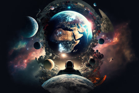 a representation of space. media mix. components of the picture provided by NASAの素材