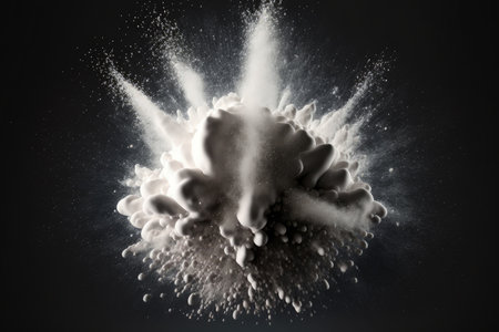 Explosion of white powder on a dark backgroundの素材