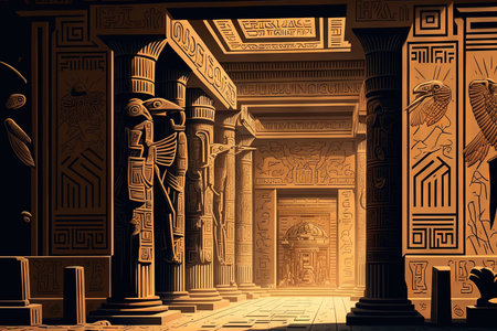 Egyptian hieroglyphs can be found in the historic Temple of Kom Omboの素材