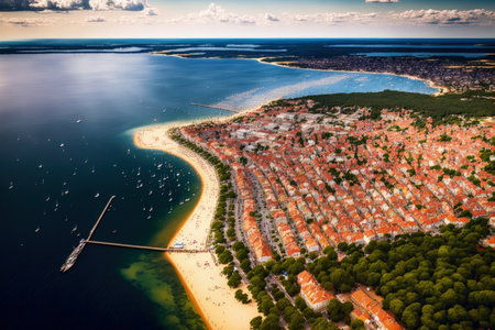 French city of Arcachon as seen from aboveの素材