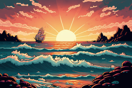 an early morning sea sunriseの素材