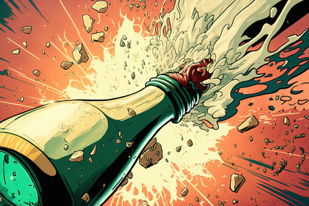 Champagne explosion up closeの素材