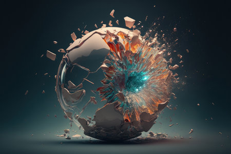 Image of a glass ball explosion up closeの素材