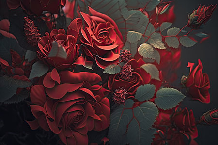 Huge, beautiful bouquet of red rosesの素材