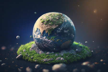 Happy Earth Day, tiny rock floating in the universeの素材