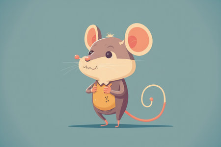 Illustration of a funny mouse cartoon. Flat styleの素材