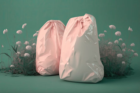 Garbage bags on a rosy backgroundの素材