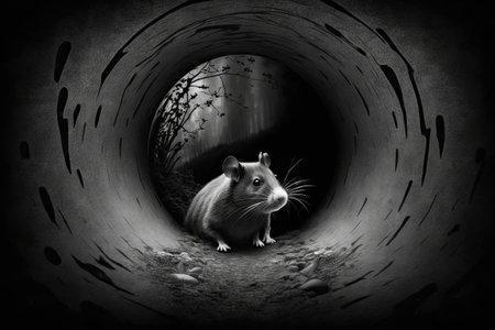 Images of a rat in close proximity to a sewerの素材