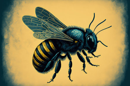Illustration of a vintage beeの素材