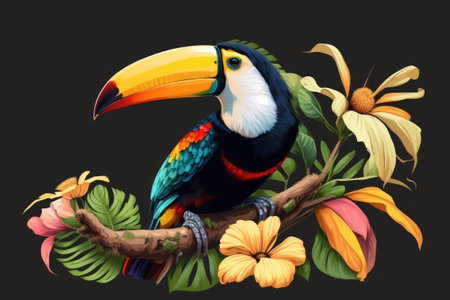 Image of exotic tropical birds. Animated Gif of a Toucanの素材