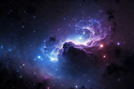 galaxy with stars and interstellar dust space nebulaの素材