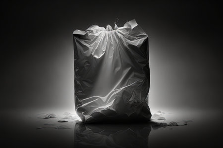 Images of trash bags on a grey backdropの素材