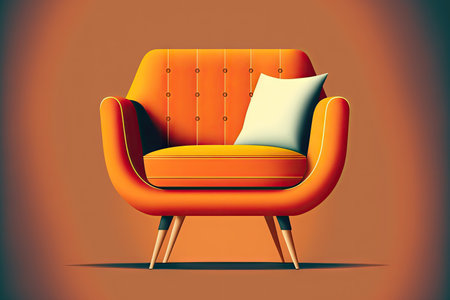 illustration of an orange modern lounge armchairr. Interior elementの素材