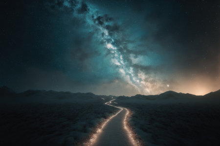 grainy, long exposure, close up shot of a milky pathの素材