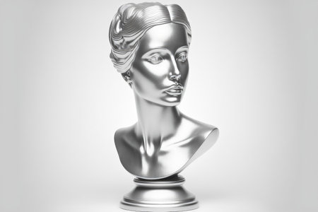 silver mannequin head isolated on white backgroundの素材