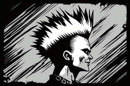 Skull Donning a Mohawk, the Signature Look of the Punk Genreの素材