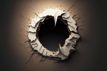 paper with a dark hole in it and ripped edgesの素材