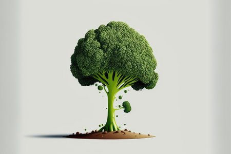 solitary broccoli on a white backgroundの素材