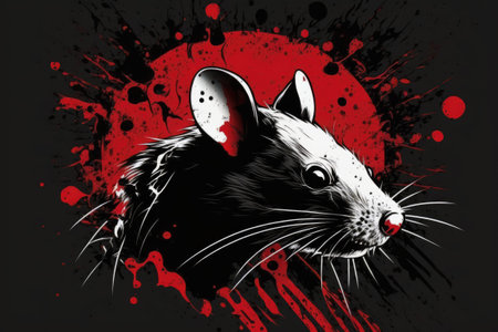 In contrast to the white background, this rat is quite noticeableの素材