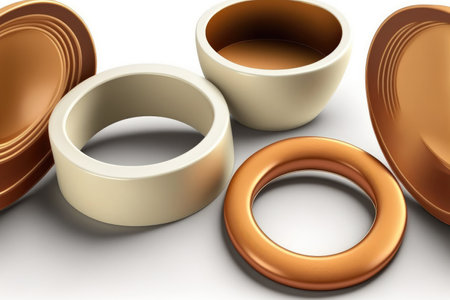 Rings from a coffee cup, isolated on a white backdropの素材