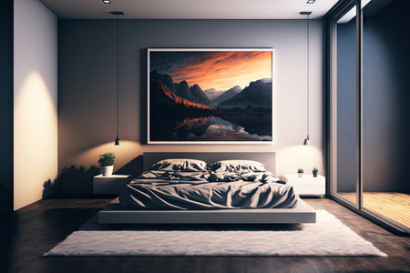 Interior of a modern bedroomの素材