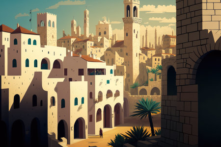 Israeli city of Jerusalem, at the Tower of Davidの素材