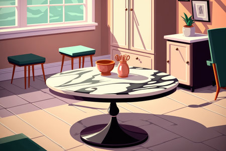 Marble counter table top in living room backgroundの素材