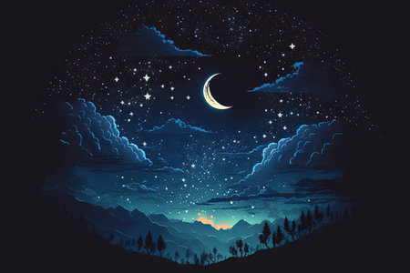 Night sky with starsの素材