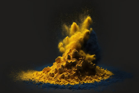 On a dark background, an illustration of yellow powderの素材