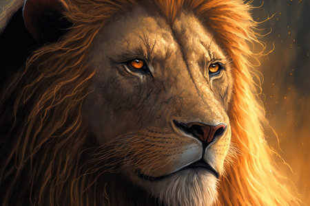 Portrait of a lion in close upの素材