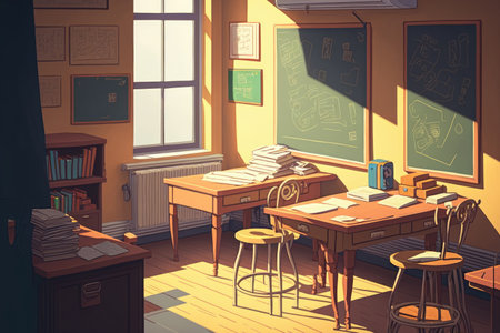 School classroom interiorの素材