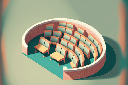 Rounded stadium seating in small lecture hall, university, college, library, hospitalの素材