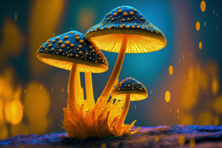 Sajor Caju Fungus in an abstract background macro imageの素材