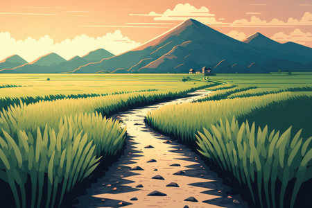 Rice Field in the Morningの素材