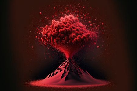 Red powder explosion on a dark backgroundの素材