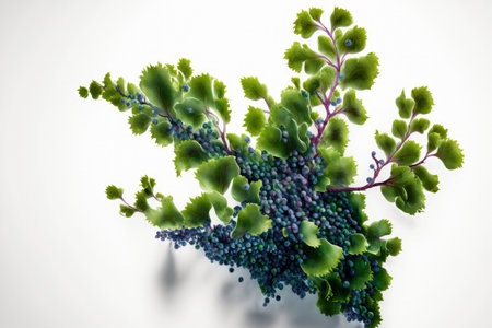 Sea grape seaweed on a white backdropの素材