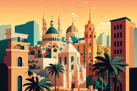 Skyline of Valencia, Spainの素材