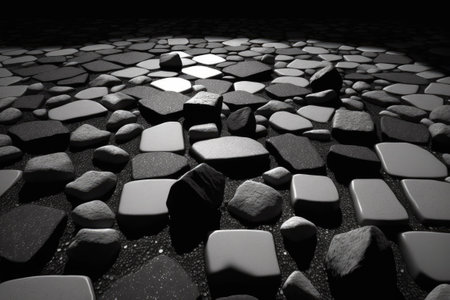 Surface texture of empty black concrete stonesの素材