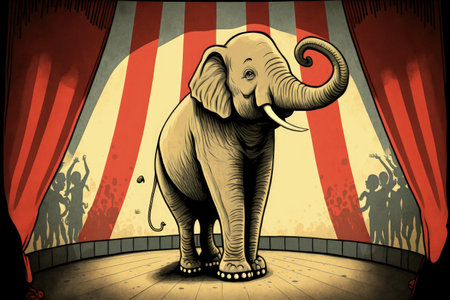 Standing cartoon elephant from a circusの素材