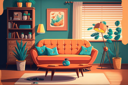 Stylish living room interior with comfortable sofaの素材
