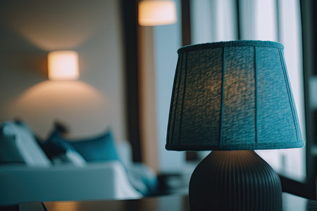 interior lamp in blurred focus . underexposedの素材