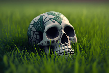 skull on the grass on the day of the deadの素材