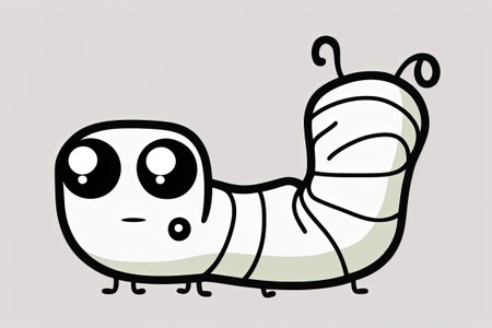 A worm from a cartoon. White background with a clipart imageの素材