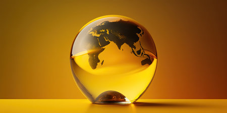 Glass globe ball with a yellow backgroundの素材