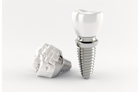 Isolated white background with dental implantの素材