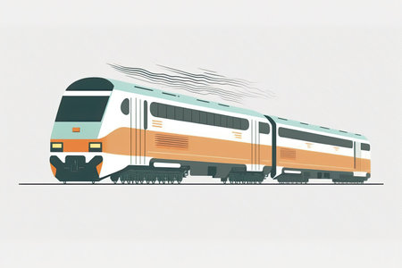 The double track allows for a quick train. Flat and simple drawingの素材