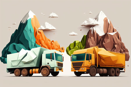 Production useful minerals. The two garbage trucksの素材