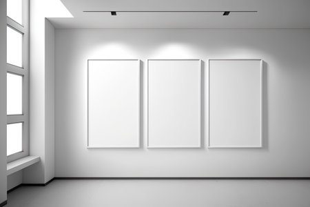 A variety of interior rectangle billboards that are emptyの素材