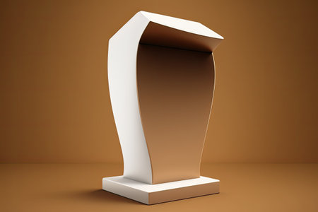 Simple product presentation with a podium and a brown backgroundの素材
