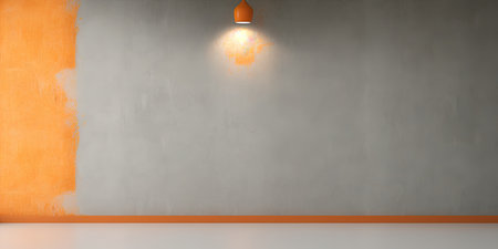 plaster wall with an orange concrete backgroundの素材